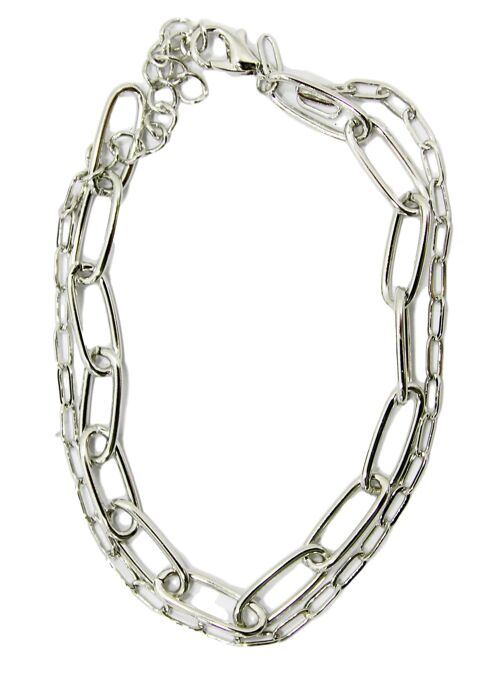 Silver Chain Link 2 Chain Anklet