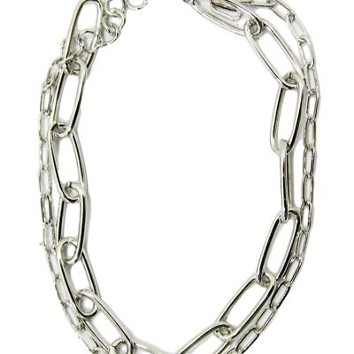 Silver Chain Link 2 Chain Anklet