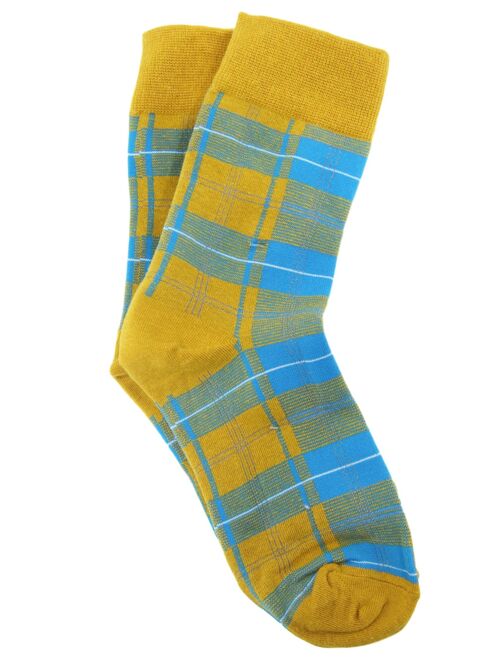 Mustard Tartan Print Fashion Socks