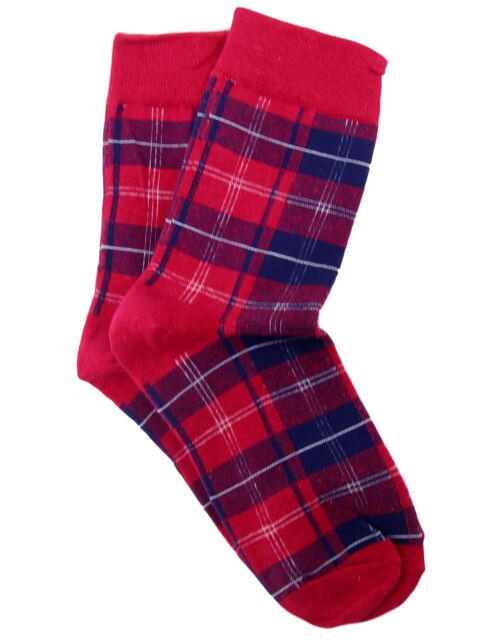 Red Tartan Print Fashion Socks