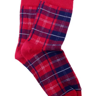 Red Tartan Print Fashion Socks