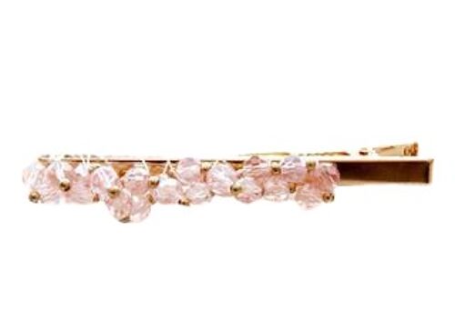 Pink Crystal Beads Hair Clip