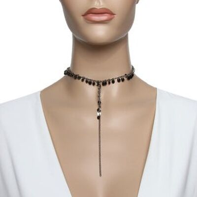 Grey Choker with Delicate Circle Charms