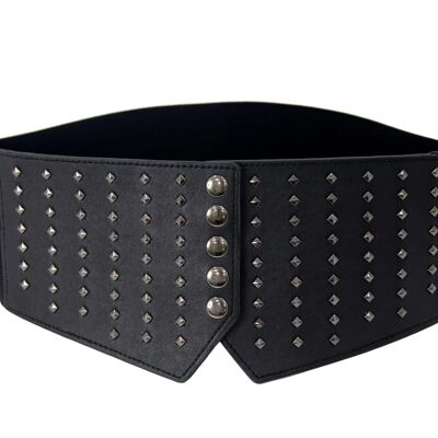 Silver Studded Black Corset Belt