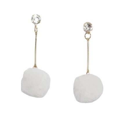 White Diamante Pom Earrings