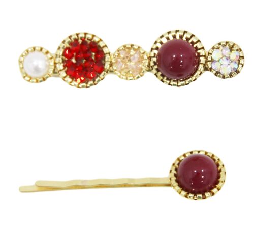 Red Diamond Pearl Hair Slide