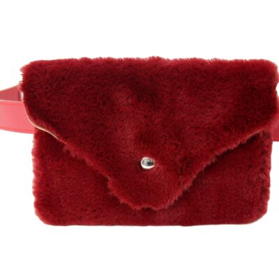 Wine Faux Fur Belt Bag