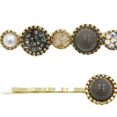 Grey Diamond Pearl Hair Slide