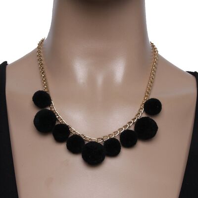 Black Pom Pom Necklace