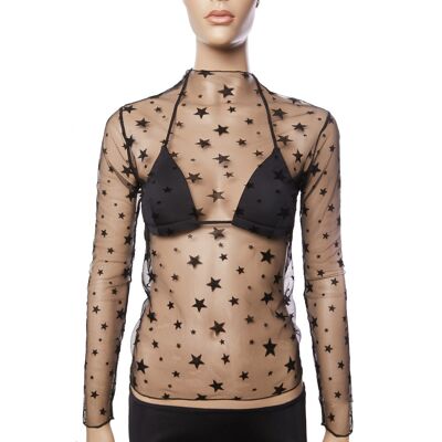 Star Sheer Stretchy Mesh Top