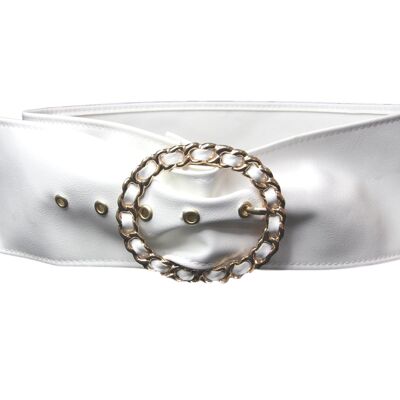 PU Waist Link Circle Buckle Belt