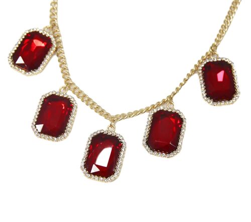 Red Large Stone Diamante Necklace