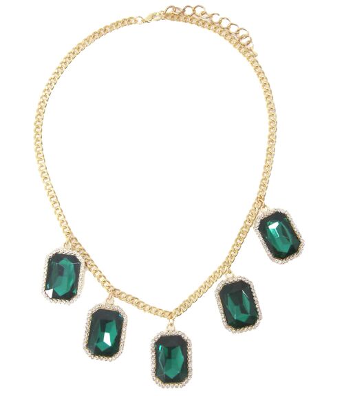 Emerald Large Stone Diamante Necklace