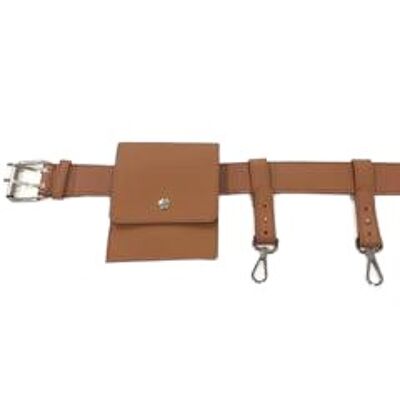 Tan Belt Bag With Pouch Detail