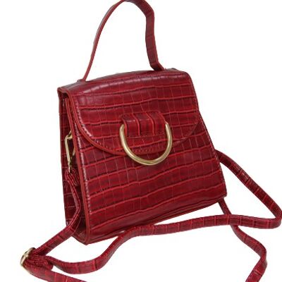 Red Croc PU Bag With Ring Detail