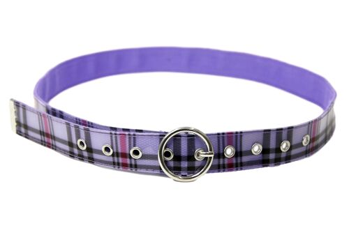 Lilac Circle Buckle Plaid Style Belt