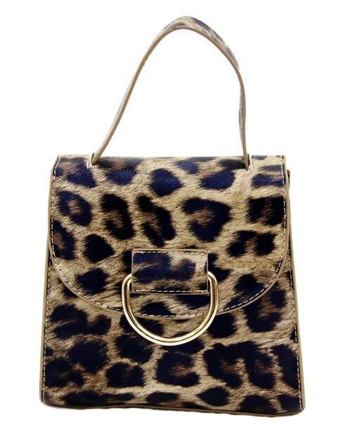 Leopard Croc PU Bag With Ring Detail