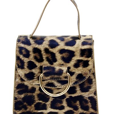 Leopard Croc PU Bag With Ring Detail