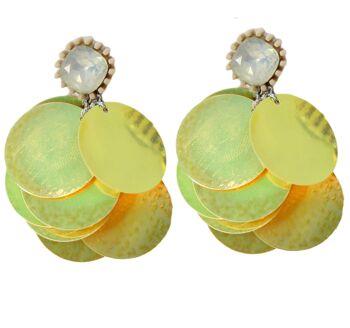 Boucles d'Oreilles Disques Paillettes Holographiques Jaunes