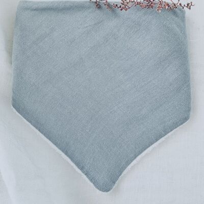 Bavoir bandana Bleu gris coton bio et lin