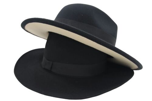 Black Fedora With Cream Bottom