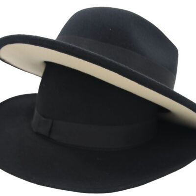 Black Fedora With Cream Bottom