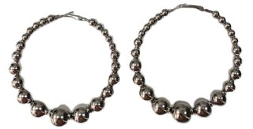 Silver Bead hoop earring