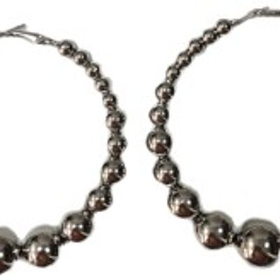 Silver Bead hoop earring