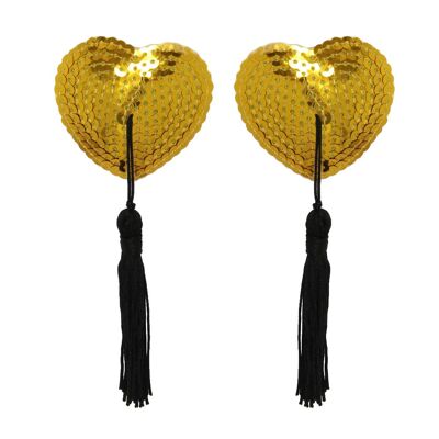 Gold Sequin Heart Nipple Tassel