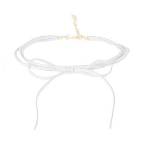 Light Grey Multi Strap Bow Suedette Choker