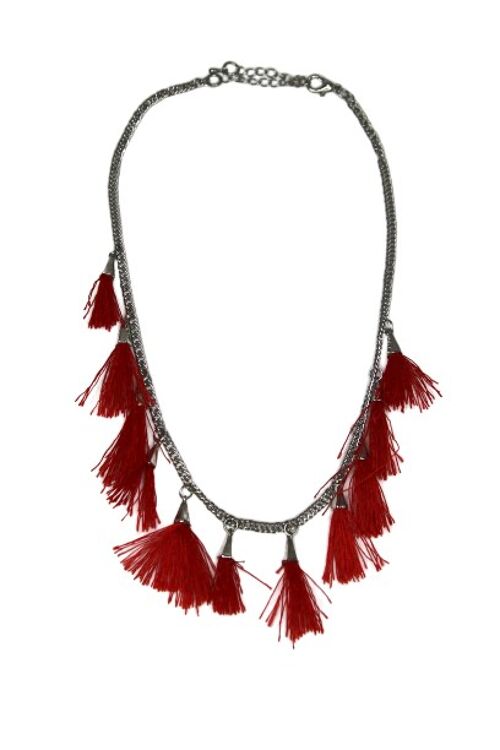 Red Multi tassel necklace