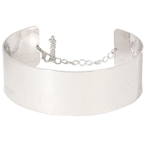 Silver 3.5cm Solid Metal Curved Choker