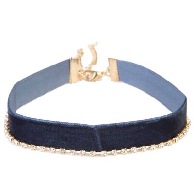 Navy Velvet & Diamante Choker Multi Pack