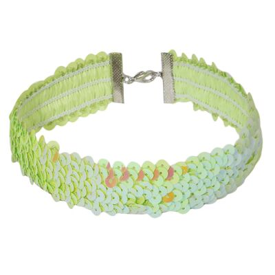 Grünes Pailletten-Halsband 2,5 cm