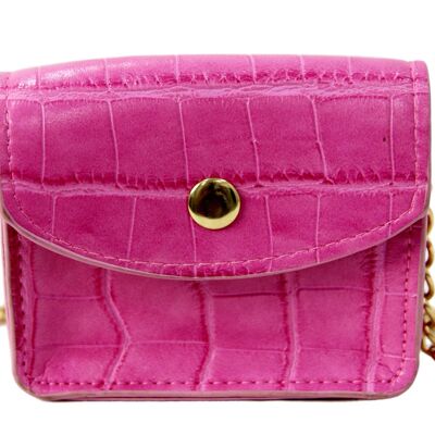 Pink Croc Mini Bag With Chain