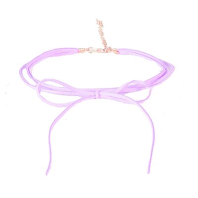 Lilac Multi Strap Bow Suedette Choker