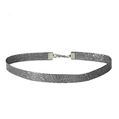 Girocollo glitterato grigio da 1 cm