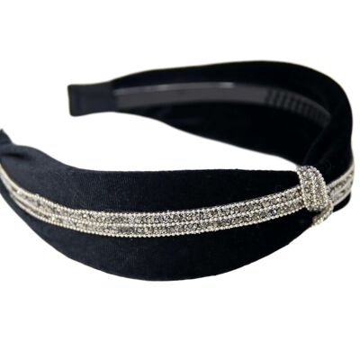 Black Embellished Knot Velvet Headband