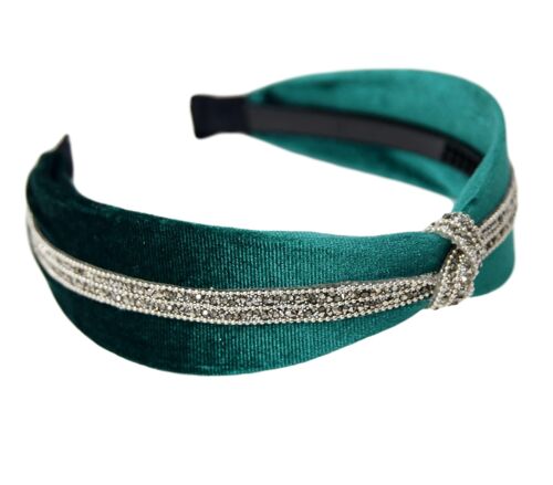 Green Embellished Knot Velvet Headband