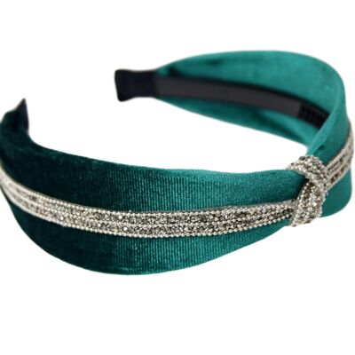 Green Embellished Knot Velvet Headband