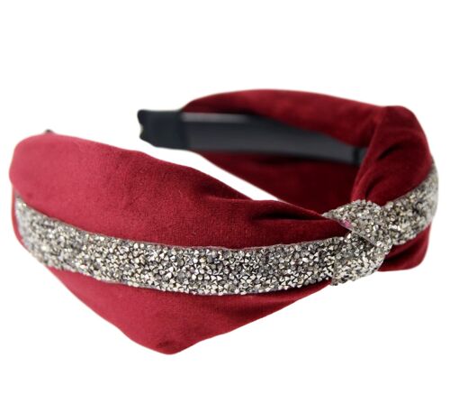 Red Velvet headband with glitter trim