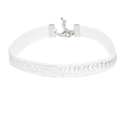 Girocollo con paillettes argento 1,4 cm