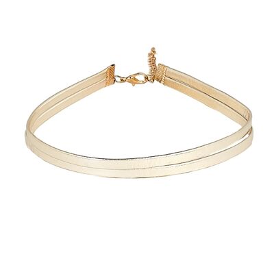 Gold 1cm PU double band choker