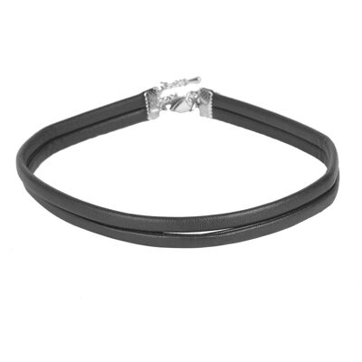 Black 1cm PU double band choker