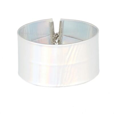 Silbernes 5cm holografisches PU-Halsband