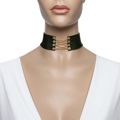 Halsband aus schwarzem Samt mit Kettengliedern