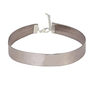 Grey Metallic PU Choker