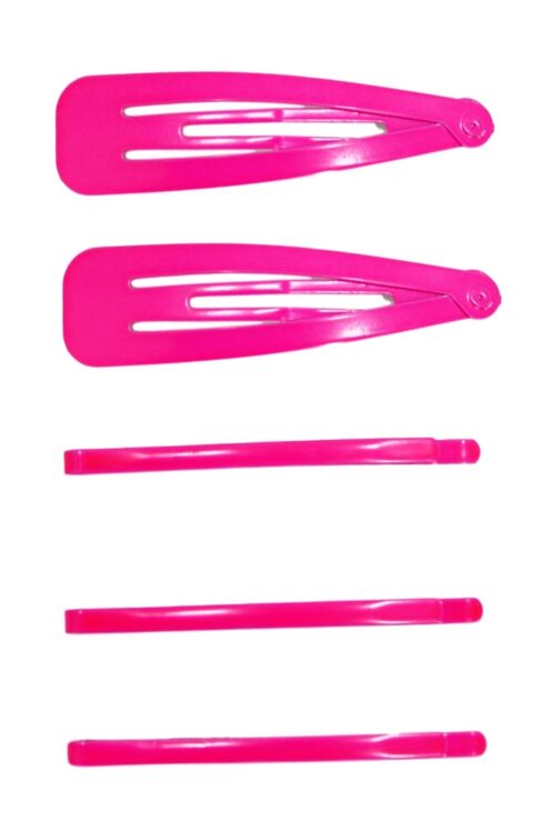 Neon Pink Multi Hair Slide & Clips