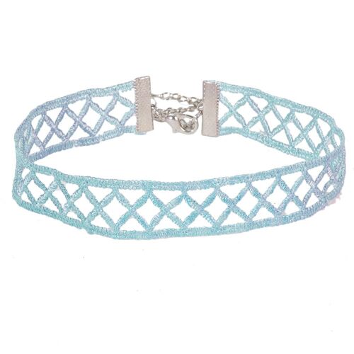 Light Blue Criss Cross Lattice Choker