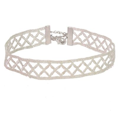 Criss Cross Lattice Choker in Creme